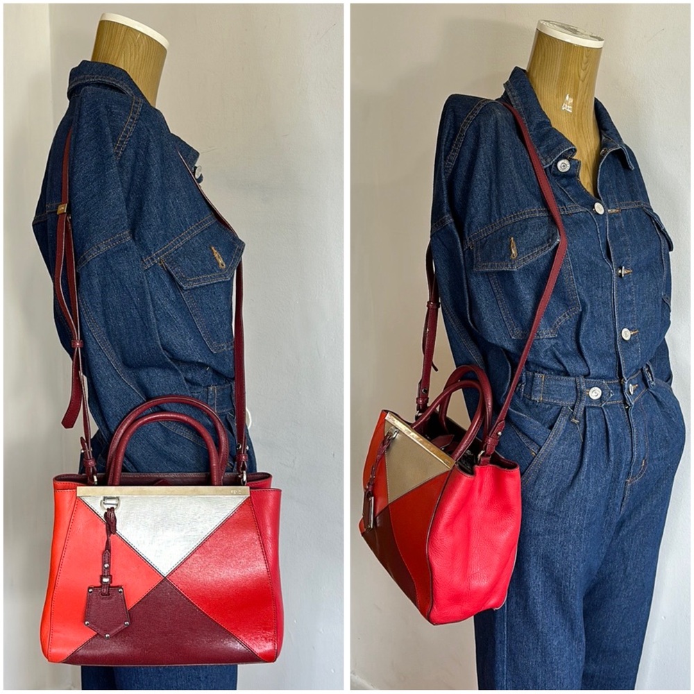 Fendi Multicolor Leather Geometric 2Jours Tote Bag